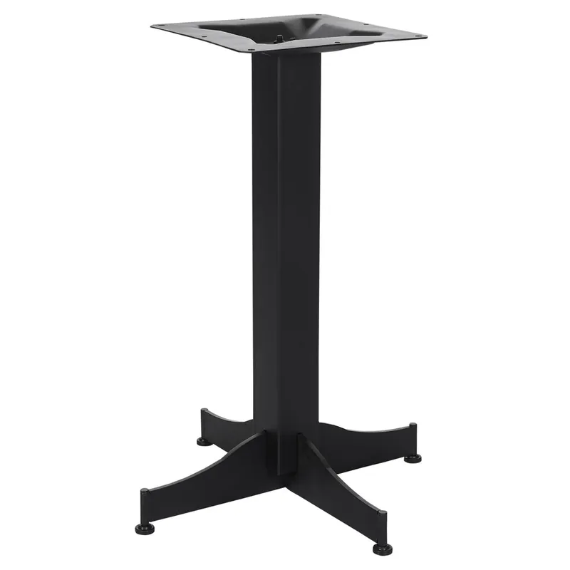 BFM Seating Luna 20" x 20" Sand Black Stamped Steel Dining Height Indoor Cross Table Base, 3" Column Best Price