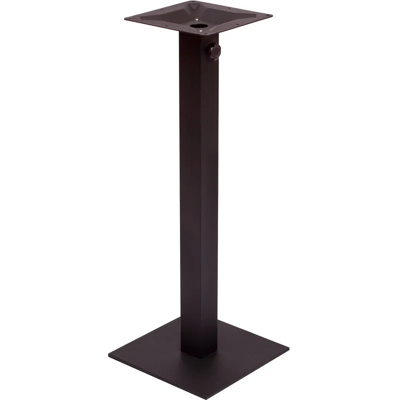 BFM Seating Margate Bar Height Outdoor / Indoor 20" Black Square Table Base with Umbrella Hole Certified