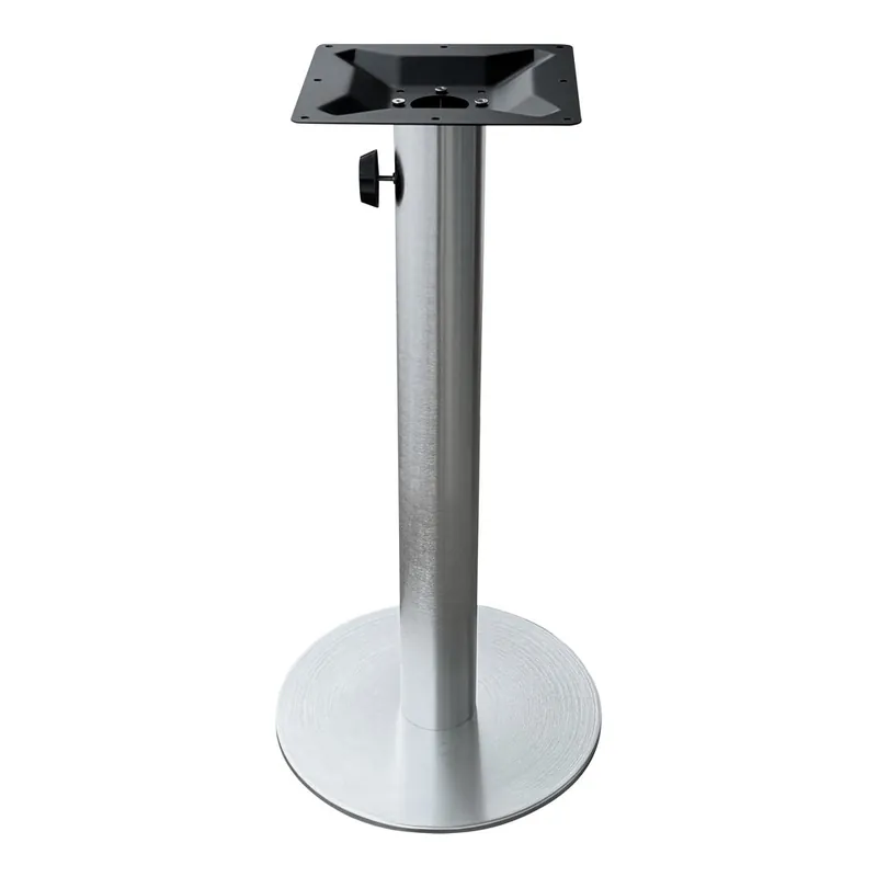 Popular Holland Bar Stool 18" Indoor / Outdoor Brushed Aluminum Outdoor Counter Height Table Base with Umbrella Hole