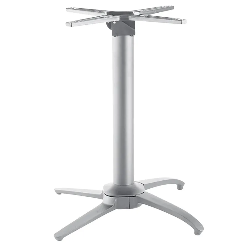 Fast Shipping NOROCK Terrace TCAL27SI Self-Stabilizing 27" x 27" Metallic Silver Powder-Coated Aluminum Outdoor / Indoor Standard Height Nesting Table Base