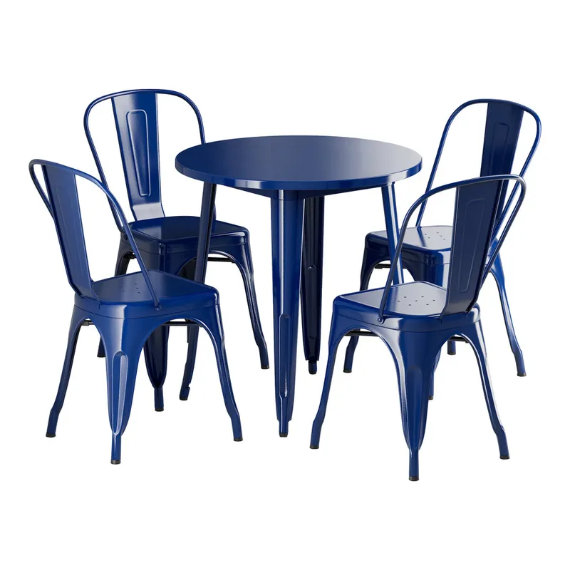 Best Choice Lancaster Table & Seating Alloy 30" Sapphire Standard Height Outdoor Table with 4 Cafe Chairs