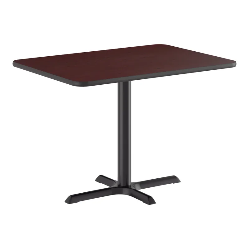 One Day Deal Lancaster Table & Seating 30" x 42" Reversible Cherry / Black Table Standard Height Table and Base Kit with 22" x 30" Cast Iron Base