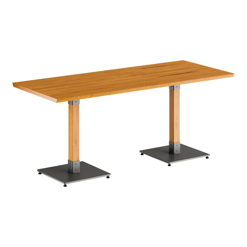 Lancaster Table & Seating Industrial 30" x 72" Solid Wood Live Edge Standard Height Table with Honey Maple Finish Place Order