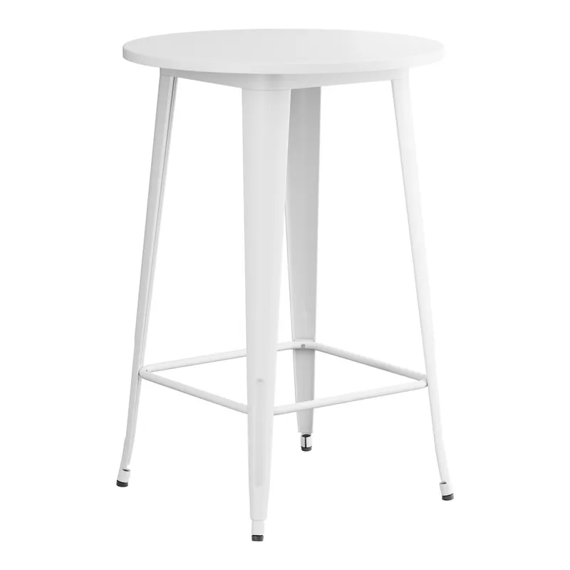 Lancaster Table & Seating Alloy 30" Round Pearl White Bar Height Outdoor Table Instant Buy