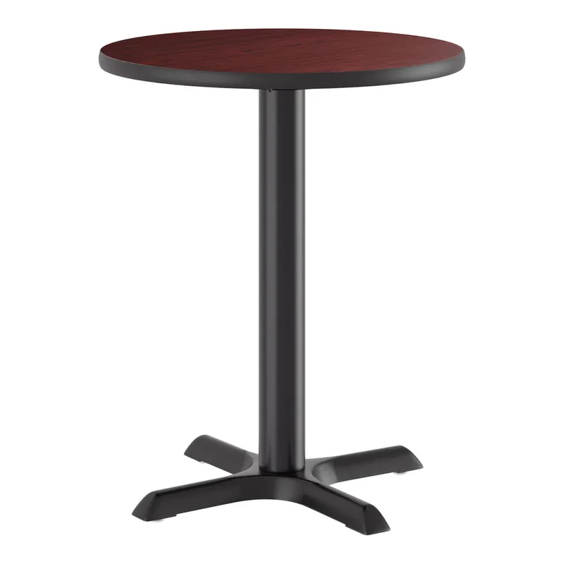 Lancaster Table & Seating 24" Round Reversible Cherry / Black Table Standard Height Table and Base Kit with 22" x 22" Cast Iron Base Wholesale