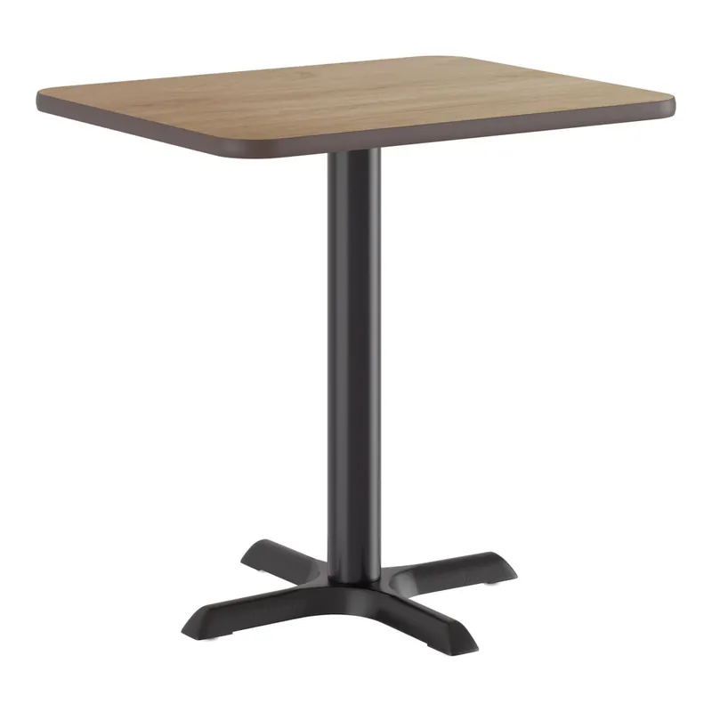Top Pick Lancaster Table & Seating 24" x 30" Reversible White Birch / Ash Laminated Standard Height Table and Base Kit with 22" x 22" Cast Iron Base