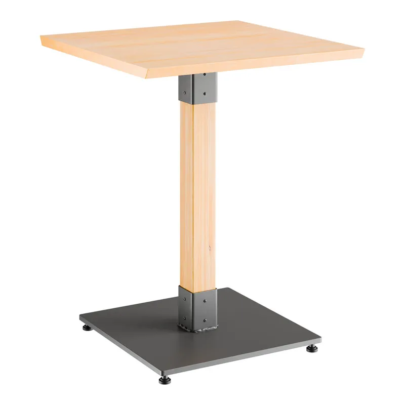 Trusted Brand Lancaster Table & Seating Industrial 24" x 24" Solid Wood Live Edge Standard Height Table with Bleached Oak Finish