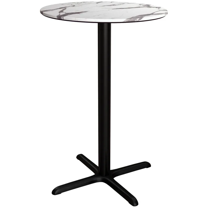 Lancaster Table & Seating Excalibur 36" Round Bar Height Table with Smooth Versilla Finish and Cross Base Plate One Day Deal