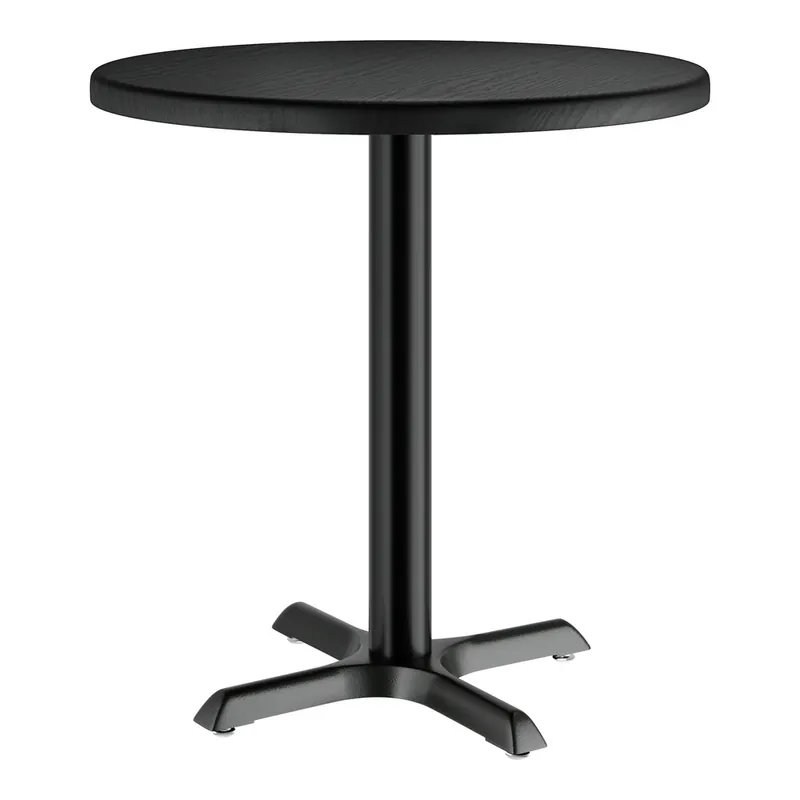 Low Price Lancaster Table & Seating 30" Round Thermo-Formed MDF Standard Height Table with Black Wood Finish