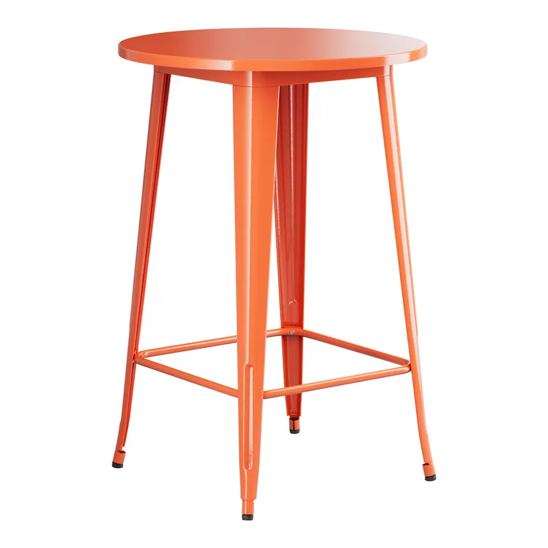 Free Returns Lancaster Table & Seating Alloy 30" Round Amber Orange Bar Height Outdoor Table