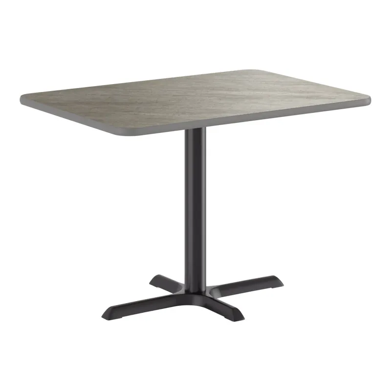 Lancaster Table & Seating 30" x 42" Reversible Gray / White Laminated Standard Height Table and Base Kit with 22" x 30" Cast Iron Base Free Returns