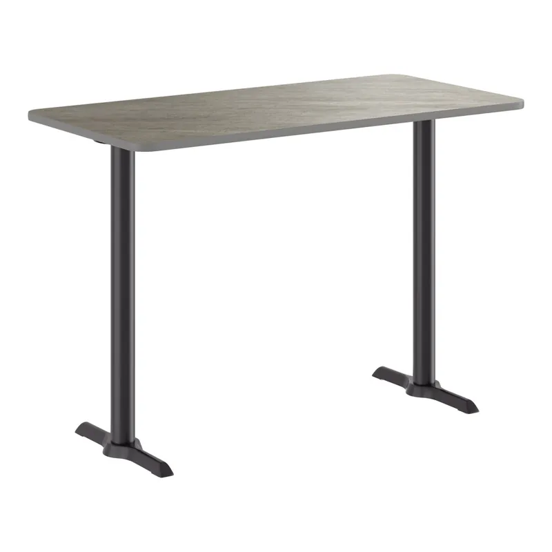 Lancaster Table & Seating 30" x 60" Reversible Gray / White Laminated Bar Height Table and Base Kit with 5" x 22" Cast Iron Base Grab Now