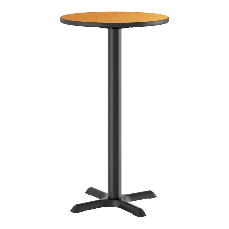 Lancaster Table & Seating 24" Round Reversible Walnut / Oak Table Bar Height Table and Base Kit with 22" x 22" Cast Iron Base Low Price
