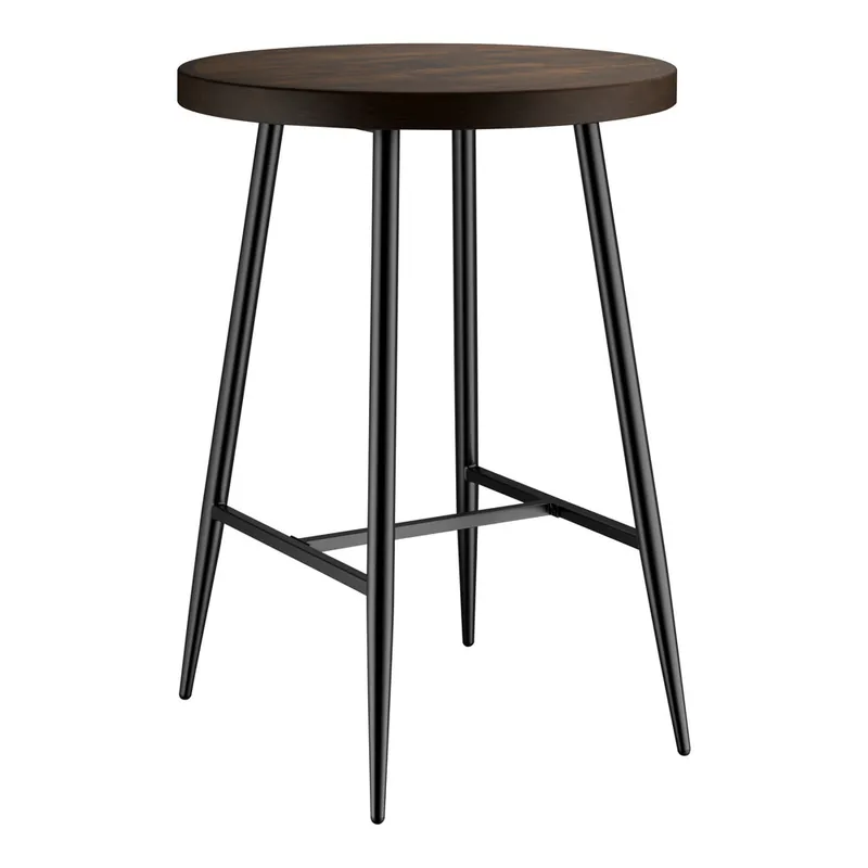 Lancaster Table & Seating Mid-Century 30" Round Bar Height Butcher Block Table with Espresso Finish Best Choice