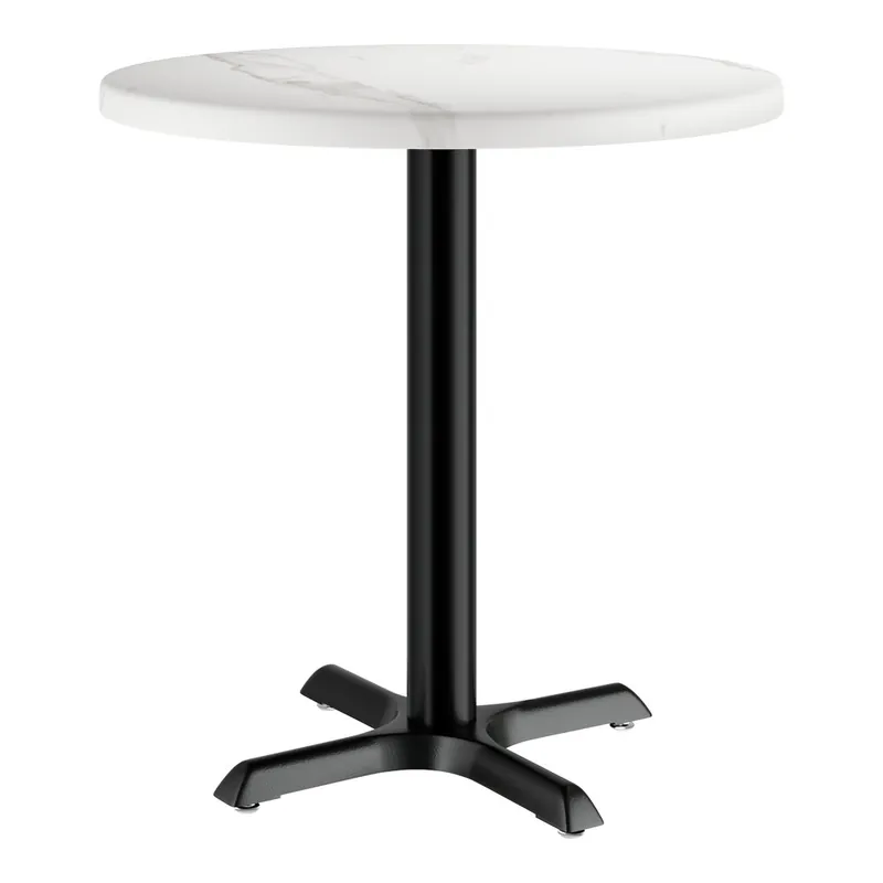 Lancaster Table & Seating 30" Round Thermo-Formed MDF Standard Height Table with White Faux Marble Finish Mega Sale