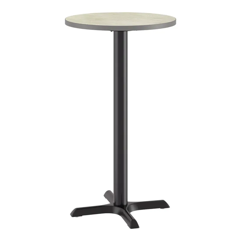 Top Pick Lancaster Table & Seating 24" Reversible Gray / White Laminated Bar Height Table and Base Kit with 22" x 22" Cast Iron Base