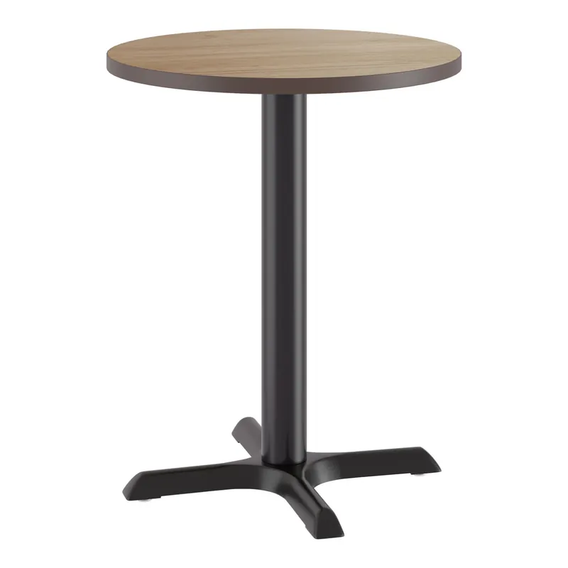 Lancaster Table & Seating 24" Round Reversible Birch / Ash Laminated Standard Height Table and Base Kit with 22" x 22" Cast Iron Base Handmade