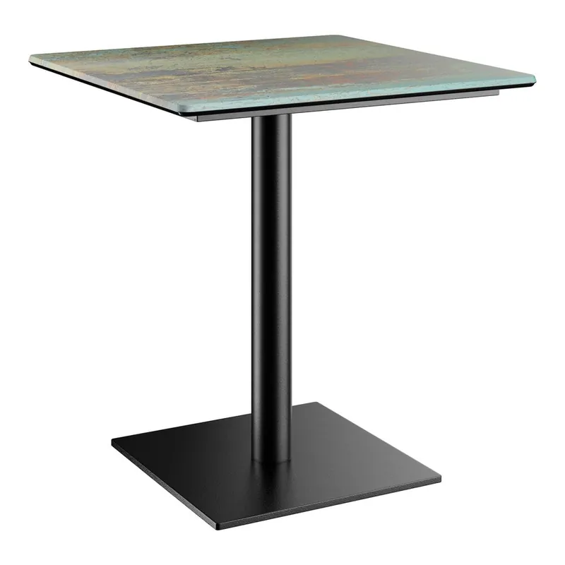 Lancaster Table & Seating Excalibur 28" Square Standard Height Table with Textured Canyon Painted Faux Metal Finish and Square Base Plate Premium