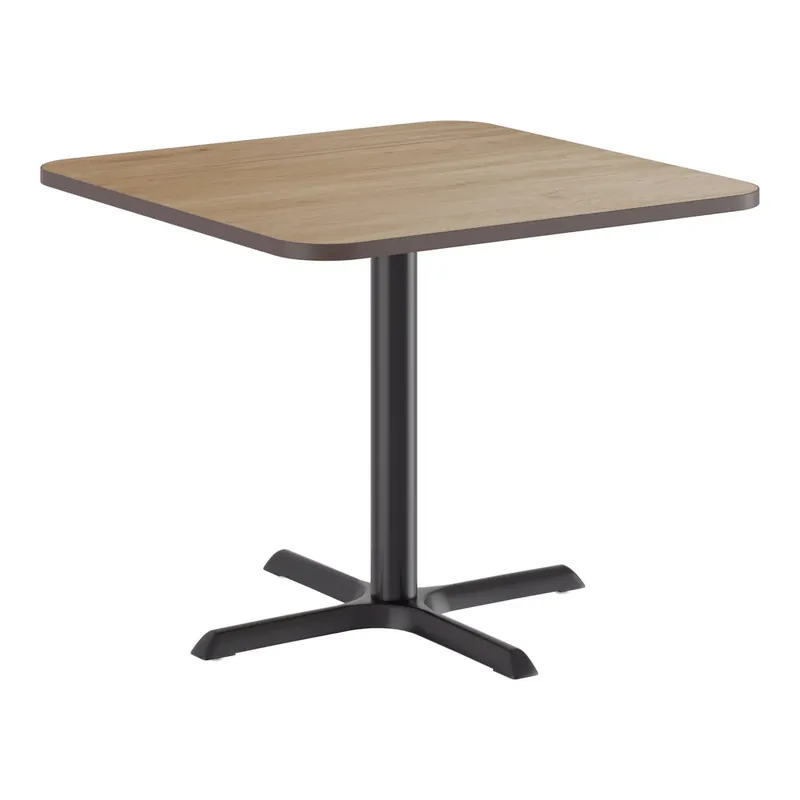 Fan Favorite Lancaster Table & Seating 36" x 36" Reversible White Birch / Ash Laminated Standard Height Table and Base Kit with 30" x 30" Cast Iron Base