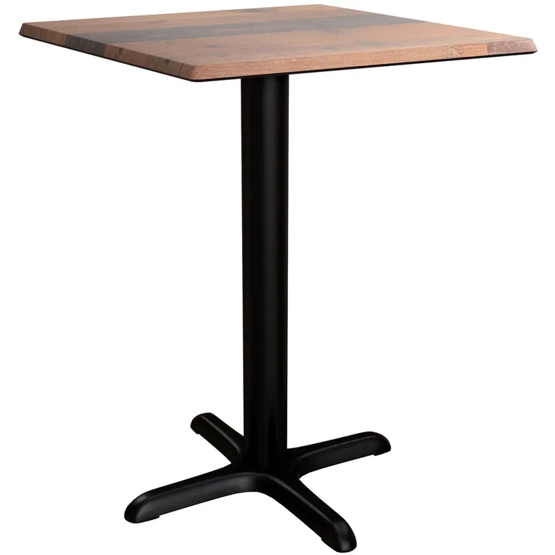 Lancaster Table & Seating Excalibur 24" x 24" Square Standard Height Table with Textured Farmhouse Finish and Cross Base Plate Brand New