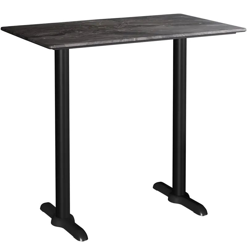 Super Sale Lancaster Table & Seating Excalibur 28" x 48" Rectangular Bar Height Table with Smooth Paladina Finish and Two End Outdoor Base Plates