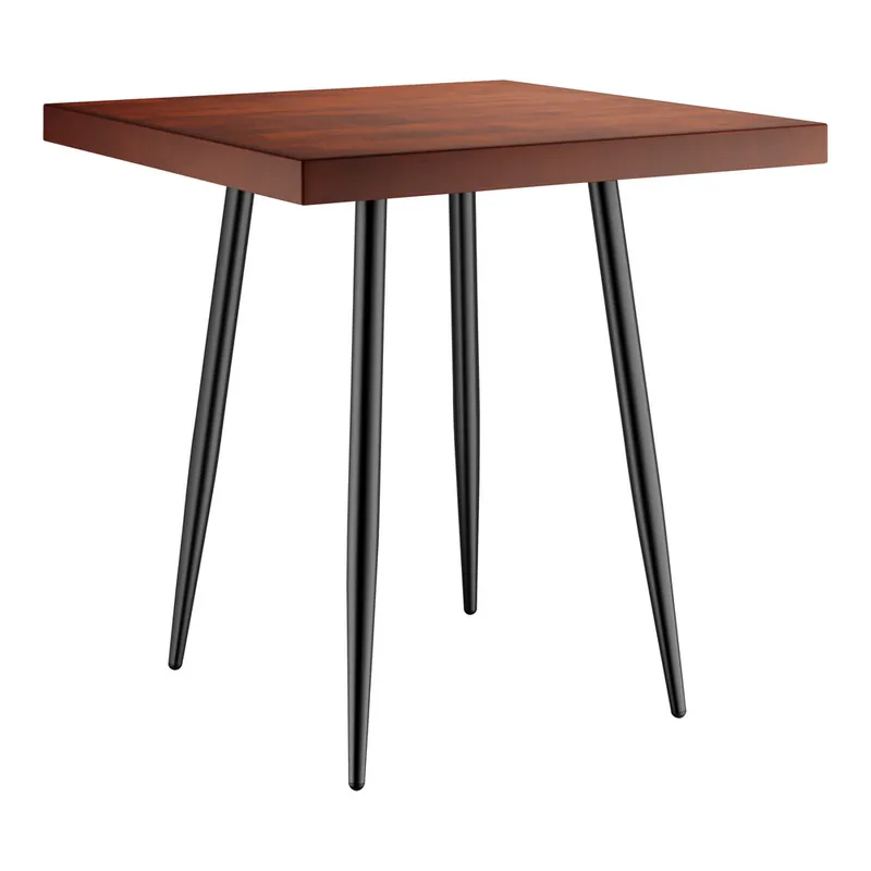 Lancaster Table & Seating Mid-Century 30" x 30" Standard Height Butcher Block Table with Mahogany Finish Reduced Price