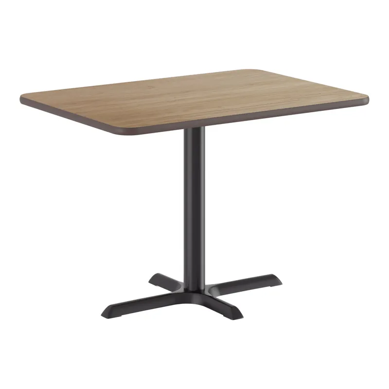 Lancaster Table & Seating 30" x 42" Reversible White Birch / Ash Laminated Standard Height Table and Base Kit with 22" x 30" Cast Iron Base Warranty Included