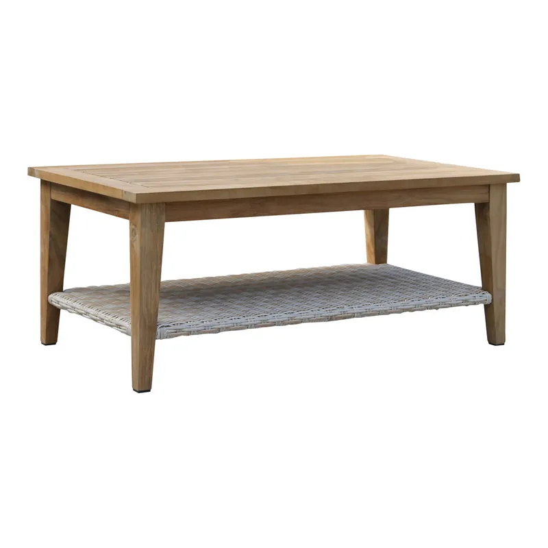 Outdoor Interiors 44" x 23 1/2" Teak and Ash Wicker Coffee Table Sale