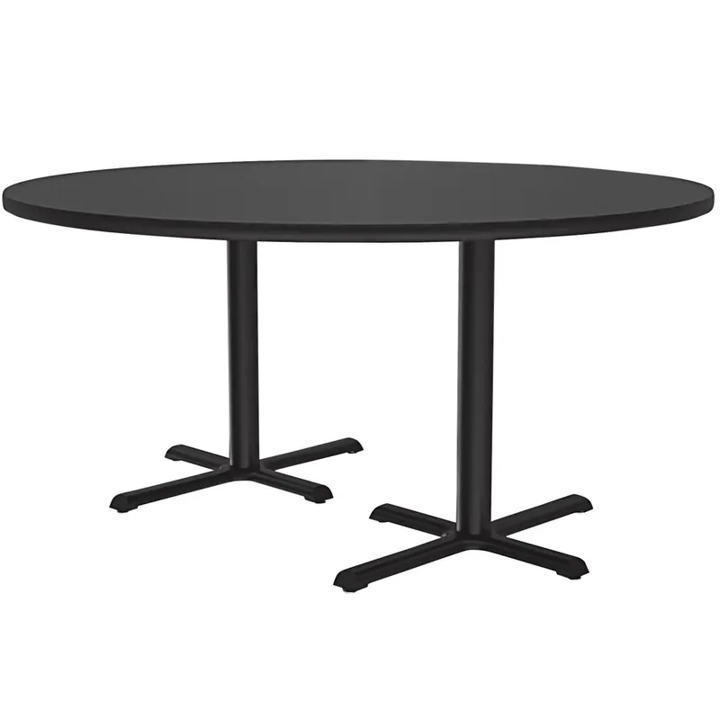 Price Cut Correll 60" Round Black Granite Finish Standard Height Thermal-Fused Laminate Top Cafe / Breakroom Table with Two Cross Bases