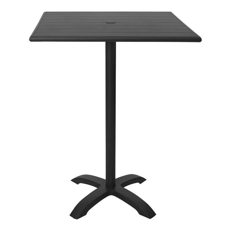 Last Chance BFM Seating Beachcomber-Bali 36" Square Black Powder-Coated Aluminum Bar Height Outdoor / Indoor Table with Cross Base