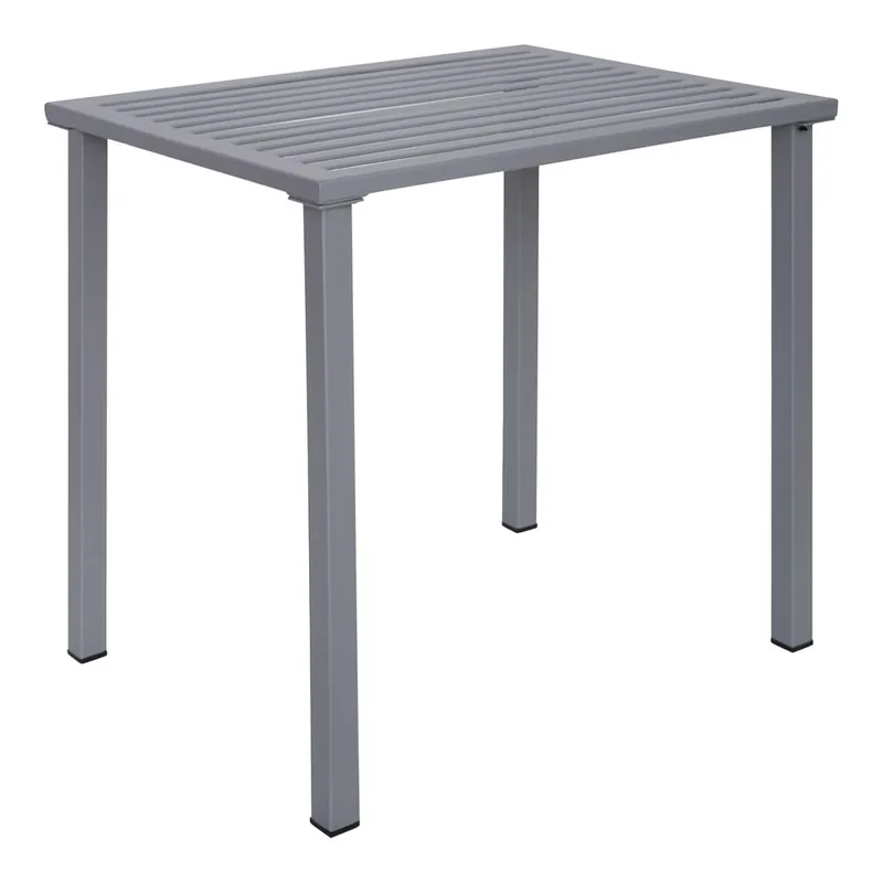 Cheap BFM Seating Daytona 24" x 32" Soft Gray Powder-Coated Steel Dining Table