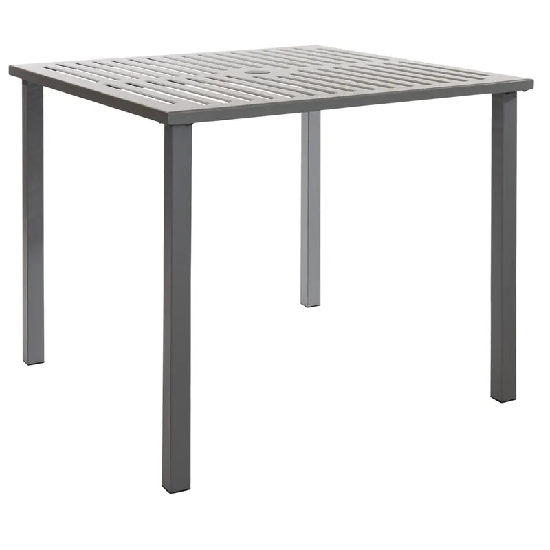 BFM Seating Daytona 32" x 32" Soft Gray Powder-Coated Dining Table with Umbrella Hole Bulk Order