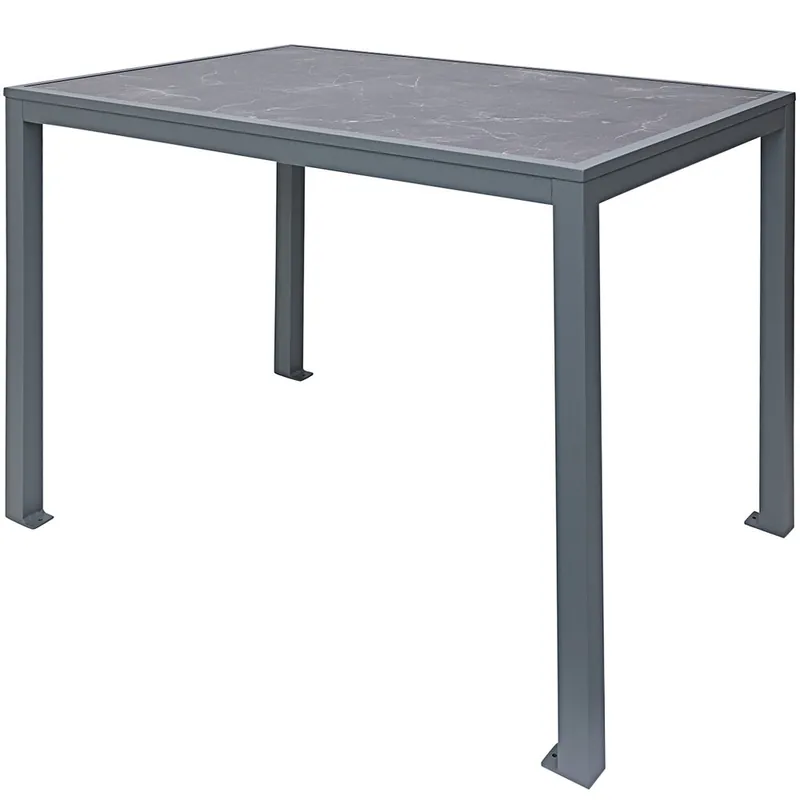 BFM Seating Surf 32" x 48" Soft Gray Aluminum Bolt-Down Pietro Top Bar Height Table While Supplies Last
