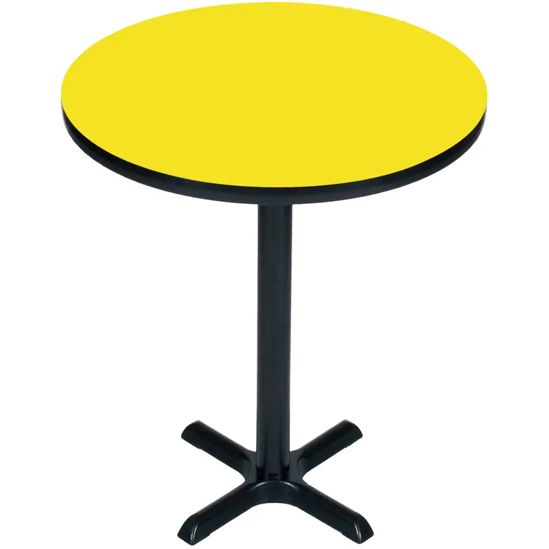 Low Price Correll 24" Round Yellow Finish Bar Height High Pressure Cafe / Breakroom Table