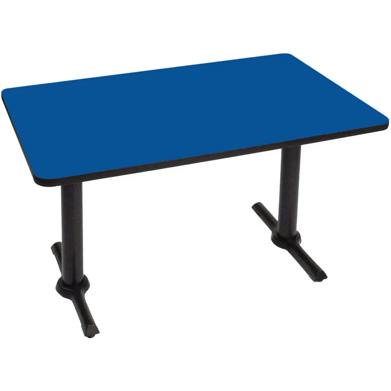 Correll 30" x 48" Rectangular Blue Finish Standard Height High Pressure Cafe / Breakroom Table with Two T Bases Get Yours