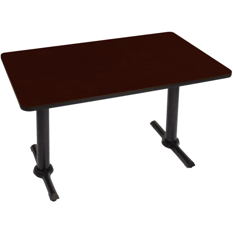 Big Sale Correll 30" x 48" Rectangular Mahogany Finish Standard Height High Pressure Cafe / Breakroom Table with Two T Bases
