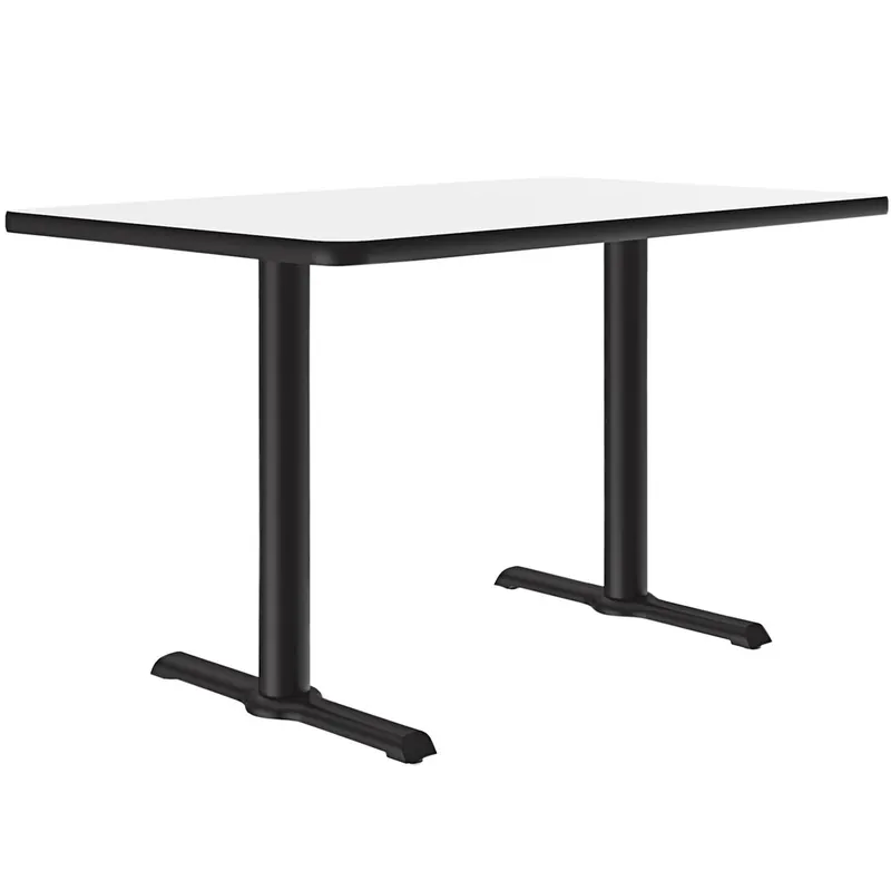 Correll 30" x 48" Rectangular White Finish Standard Height High-Pressure Dry Erase Board Top Cafe / Breakroom Table with Two T Bases New Arrival