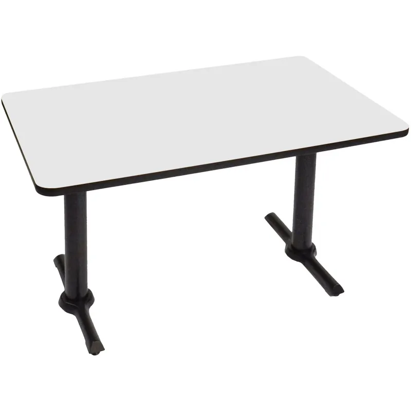 Premium Correll 30" x 48" Rectangular White Finish Standard Height High Pressure Cafe / Breakroom Table with Two T Bases