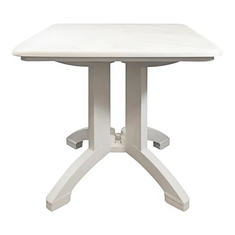 Discount Grosfillex Aquaba 32" x 32" Square White Resin Table with White Legs