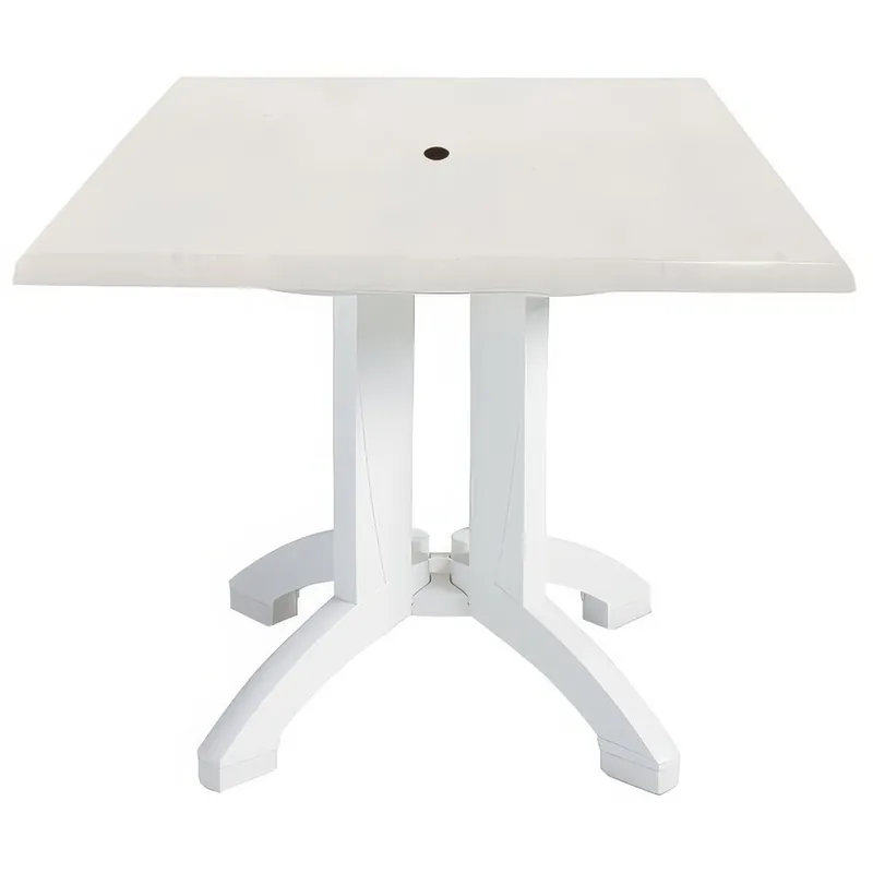 New Release Grosfillex UT375004 Atlanta 36" Square White Pedestal Table with Umbrella Hole