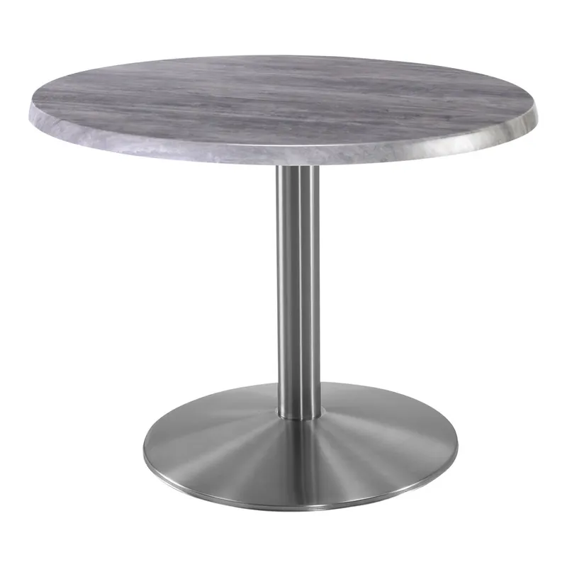 Holland Bar Stool EnduroTop 30" Round Greystone Indoor / Outdoor Standard Height Table with Stainless Steel Base Today Only