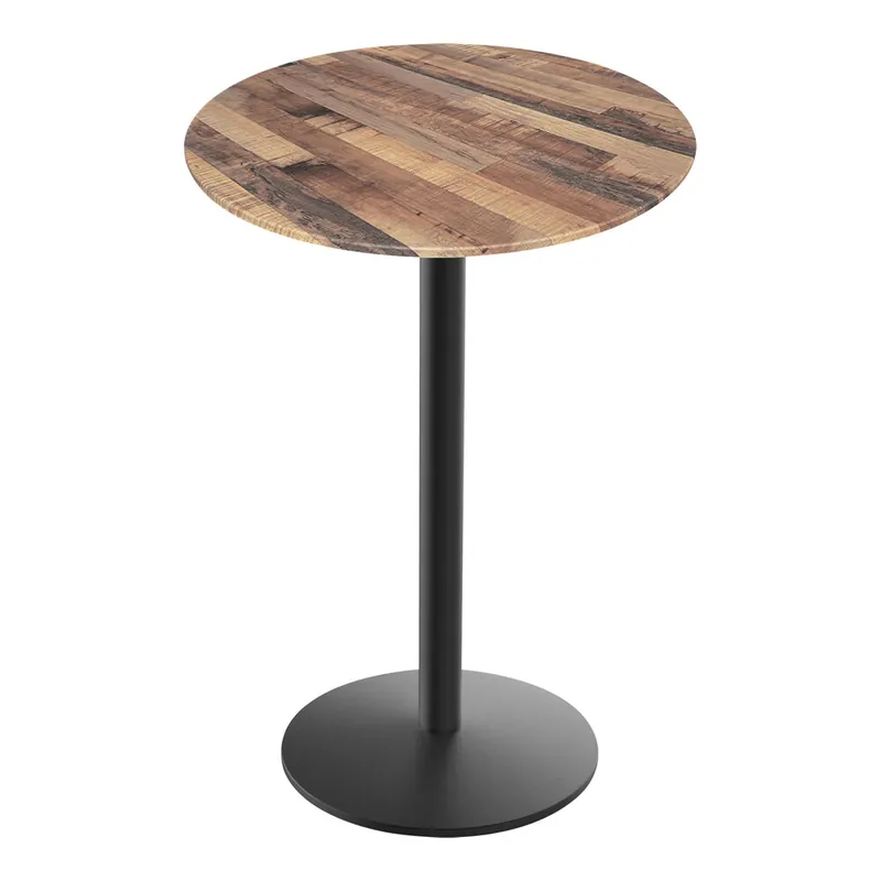 Special Discount Holland Bar Stool EuroSlim 32" Round Rustic Wood Indoor / Outdoor Counter Height Table with Round Base