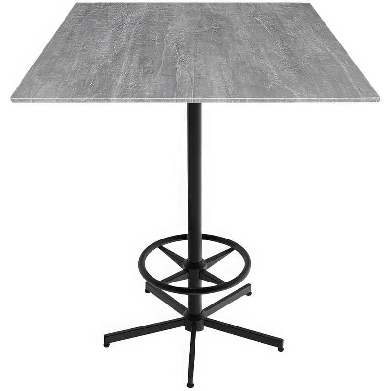 Holland Bar Stool EuroSlim 32" x 32" Greystone Indoor / Outdoor Bar Height Table with Foot Rest Base Authentic