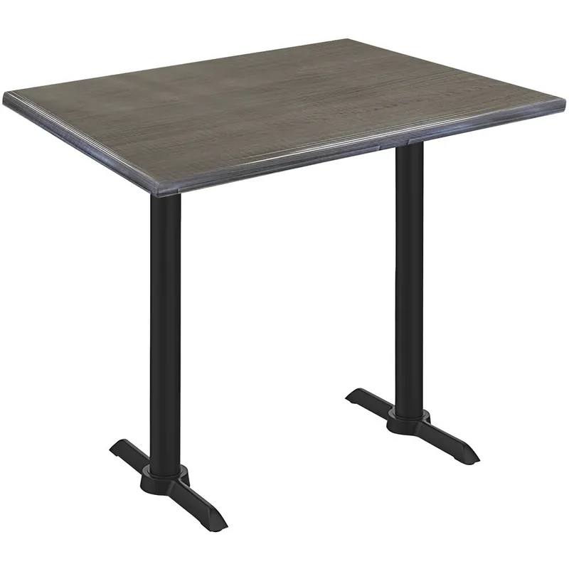 Cheap Holland Bar Stool OD211EB-42BWOD3048CHAR EnduroTop 30" x 48" Charcoal Wood Laminate Outdoor / Indoor Bar Height Table with End Column Base