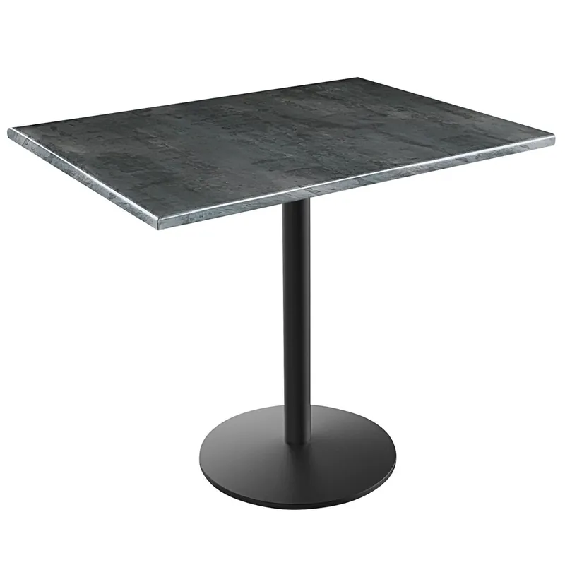 Time-Limited Holland Bar Stool OD214-2230BWOD3048BLKSTL EnduroTop 30" x 48" Black Steel Wood Laminate Outdoor / Indoor Standard Height Table with Round Base