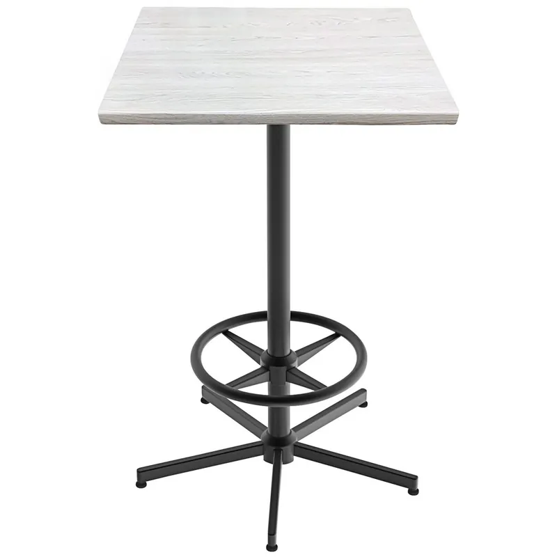 Affordable Holland Bar Stool OD21642BWOD30SQWA EnduroTop 30" Square White Ash Wood Laminate Outdoor / Indoor Bar Height Table with Foot Rest Base