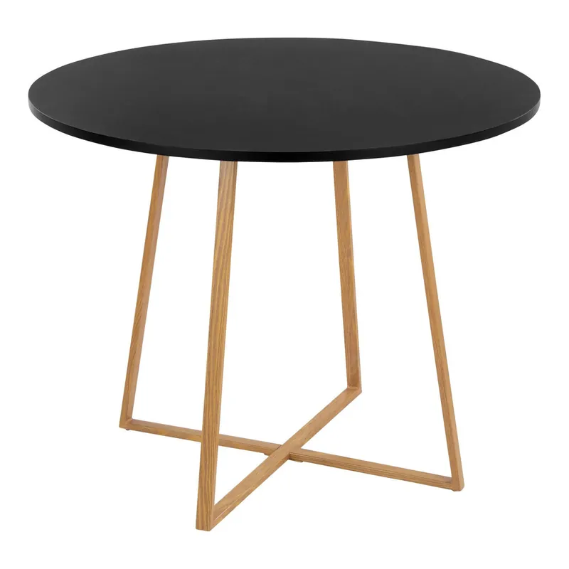 Modern LumiSource Cosmo 38" Round Black MDF Standard Height Table with Natural Wood Grain Transfer Print Base