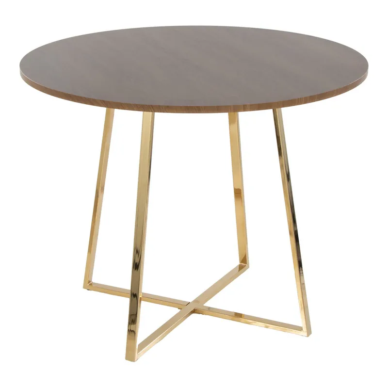 Big Sale LumiSource Cosmo 38" Round Walnut Wood Standard Height Table with Gold Base