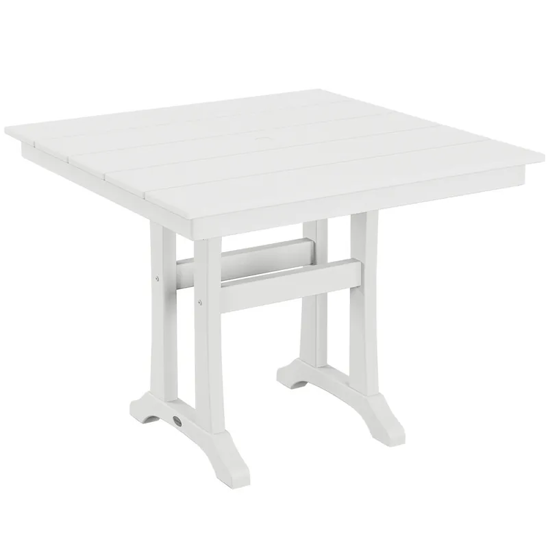 Luxury POLYWOOD Farmhouse Trestle 37" White Dining Height Table