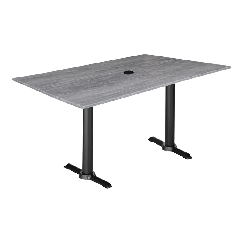 Holland Bar Stool EuroSlim 32" x 48" Greystone Indoor / Outdoor Standard Height Table with End Column Base and Umbrella Hole Grab Now